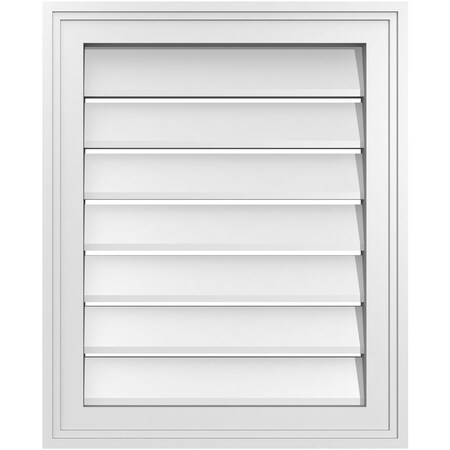 Ekena Millwork Vertical Surface Mount PVC Gable Vent: Functional, w/ 2"W x 1-1/2"P Brickmould Frame, 18"W x 22"H GVPVE18X2202SF